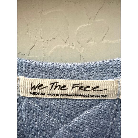 FREE PEOPLE | We The Free Snowy Thermal Blue Waffle Knit Top | Medium - Picture 5 of 7